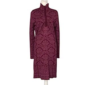 Athleta Maroon Knit Long Sleeve Midi Sweater Dress